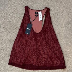 Aritzia Burgundy Lace Tank Top